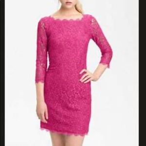 DiANE Von Furstenberg PINK LACE SHEATH DRESS  sz 4